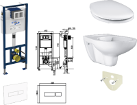 WC-Paket-1 Grohe BauKeramik SP&Uuml;LRANDLOS bestehend aus Vorwandelement, WC, Sitz, Schallschutzset