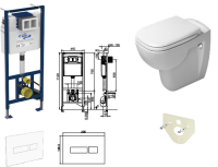 WC-Paket-3 Duravit D-Code bestehend aus Vorwandelement, WC, Sitz, Schallschutzset