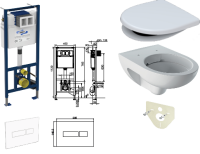 WC-Paket-6 Geberit Renova Nr.1 SPÜLRANDLOS bestehend aus Vorwandelement, WC SPÜLRANDLOS, Sitz, Schallschutzset