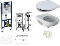 WC-Paket-6 Geberit Renova Nr.1 SP&Uuml;LRANDLOS bestehend aus Vorwandelement, WC SP&Uuml;LRANDLOS, Sitz, Schallschutzset