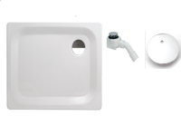 Duschwanne-Paket-14 Stahl 3,5mm 90x75x6,5cm weiss inkl. Träger, Ablaufgarnitur