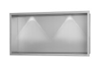 ESS Container BOX Wandnische mit LED Beleuchtung und Rahmen 600x300x100mm Nische + Rahmen edelstahl geb&uuml;rstet