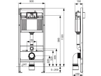 TECEbase WC-Vorwandelement 3in1 Set, Sp&uuml;lkasten inklusive Bet&auml;tigungsplatte und Befestigungssatz H&ouml;he 1120mm 9400400